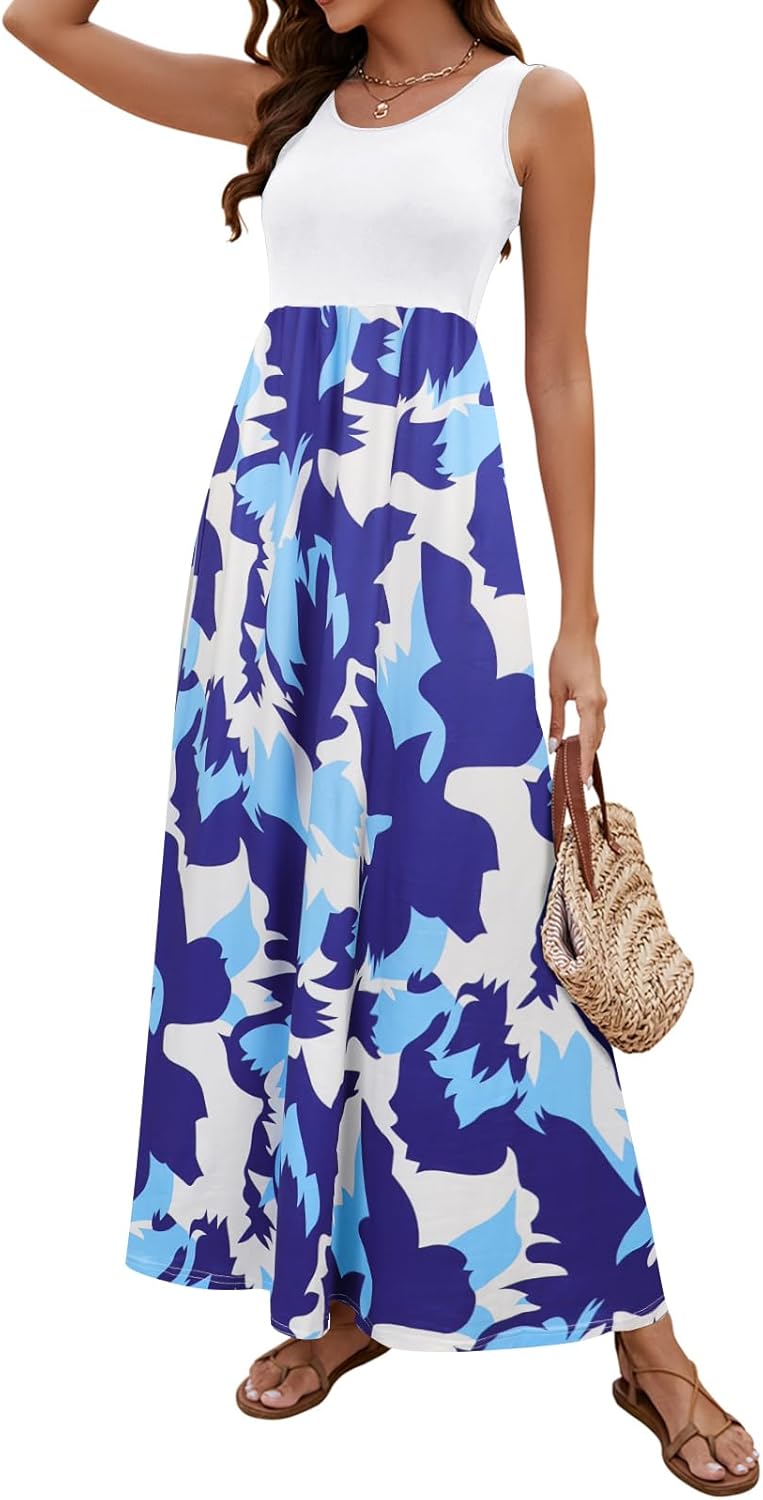 Boho Chevron Striped Floral Maxi Dress for Women by Sherosa