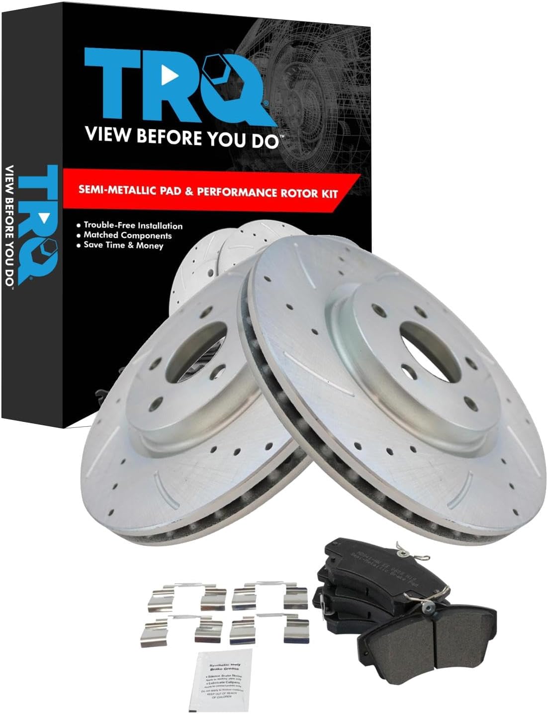 TRQ Front Performance Brake Pad & Rotor Kit for Chrysler PT Cruiser