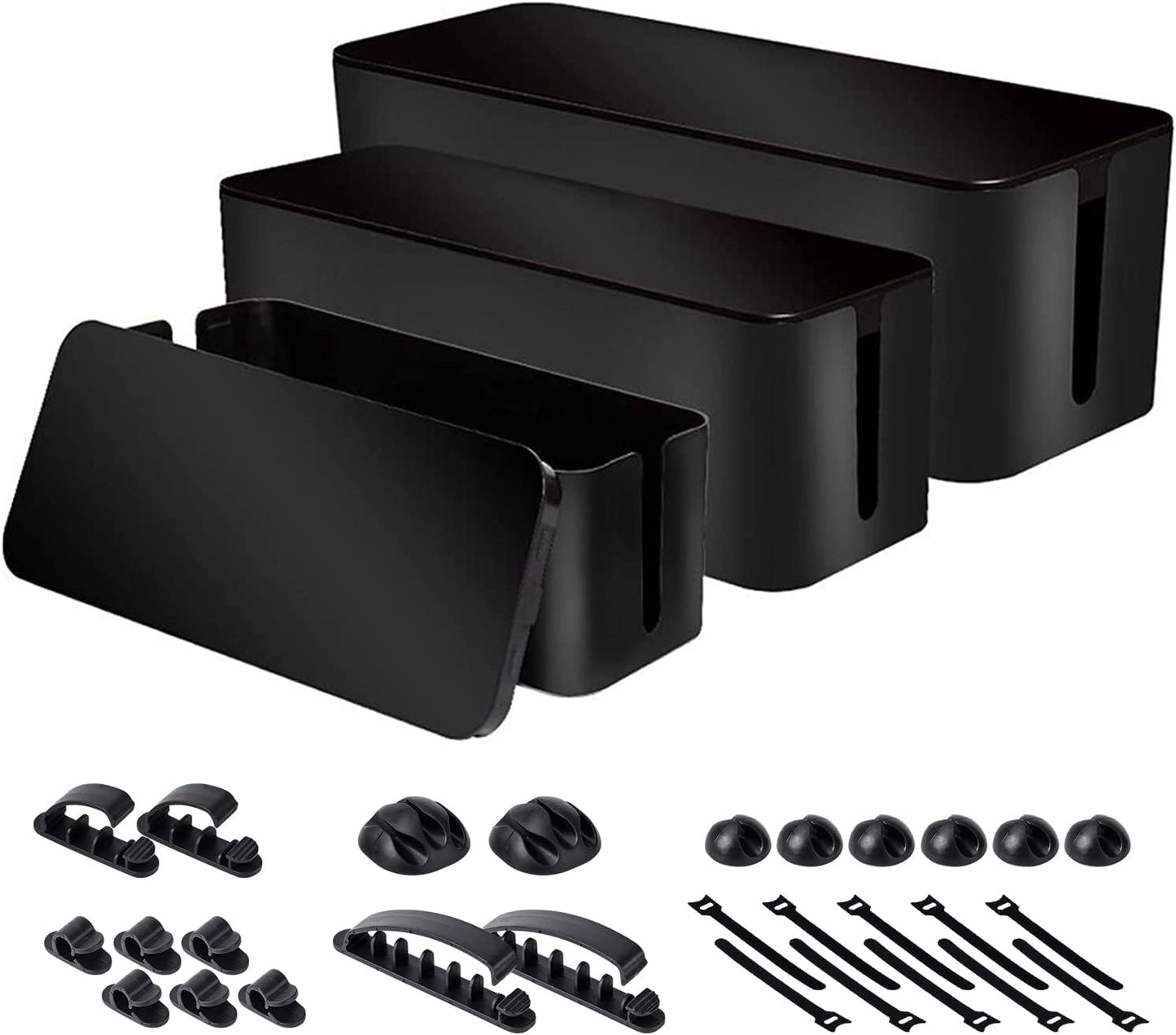 Chouky Desk Power Cable Organizer Trio (Black)