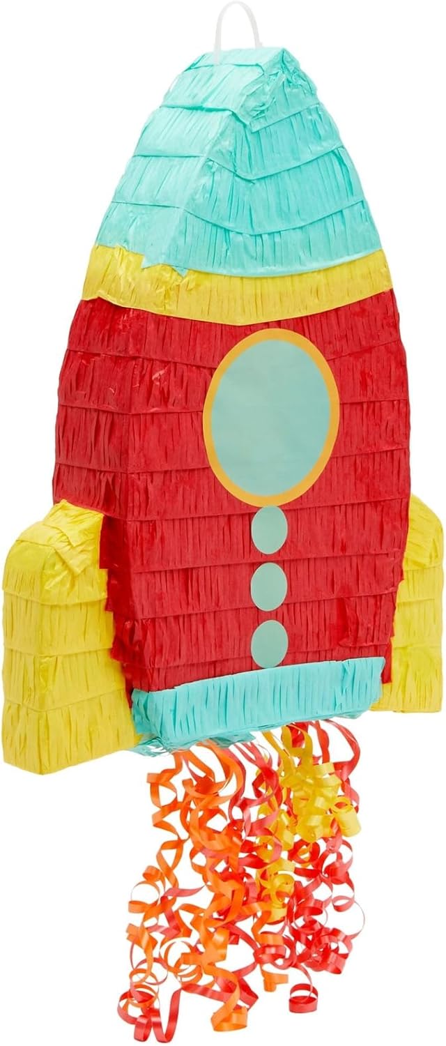 Rocket Ship Pull String Pinata for Space Birthday Fun