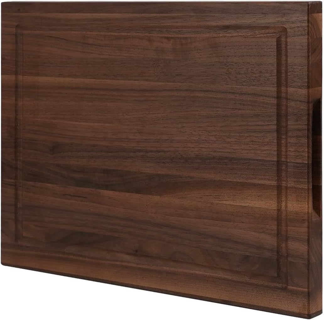 Black Walnut Butcher Block Cutting Board with Invisible Handles