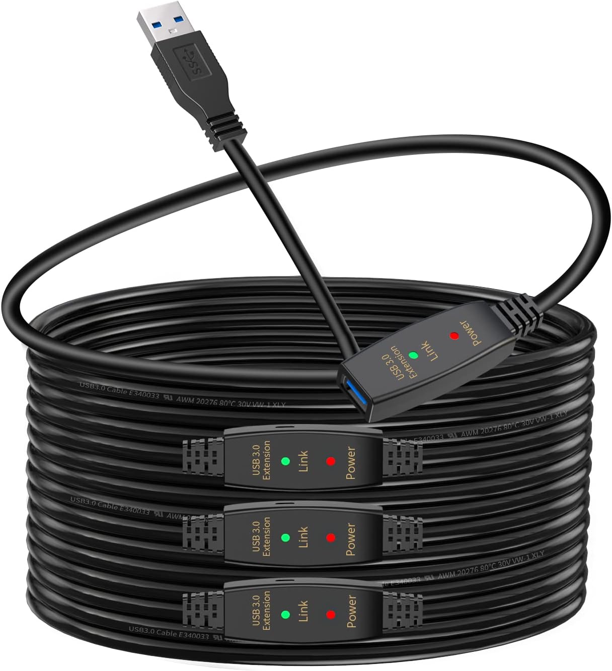 LDKCOK Active USB 3.0 Extension Cable 100ft for Fast Data Transfer