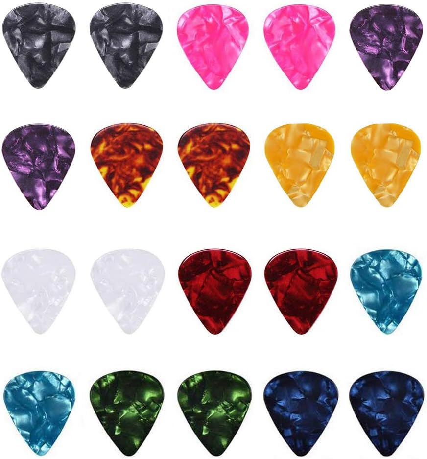 20PCS 0.75mm Celluloid Guitar Picks for Versatile Playing