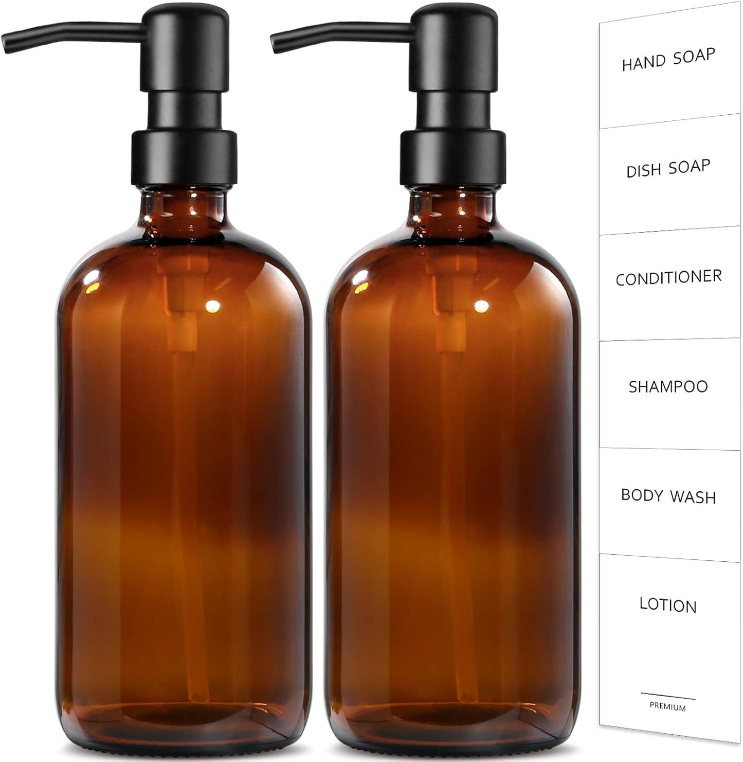 GMISUN Amber Glass Soap Dispenser Set
