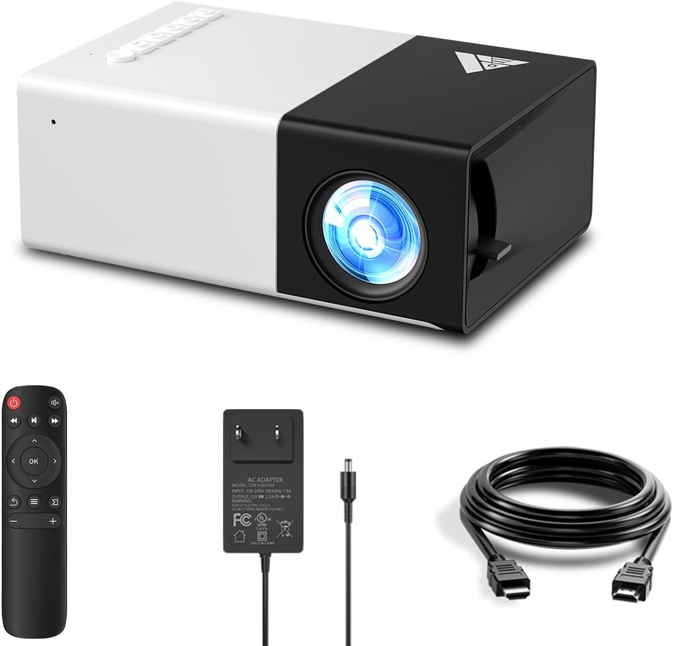 Portable Wifi Mini Projector - 1080P HD Home Cinema, Phone/Tablet/Laptop Compatible - Black