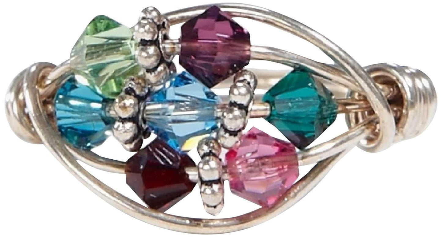 Personalized Sterling Silver Mother's Birthstone Ring for Family