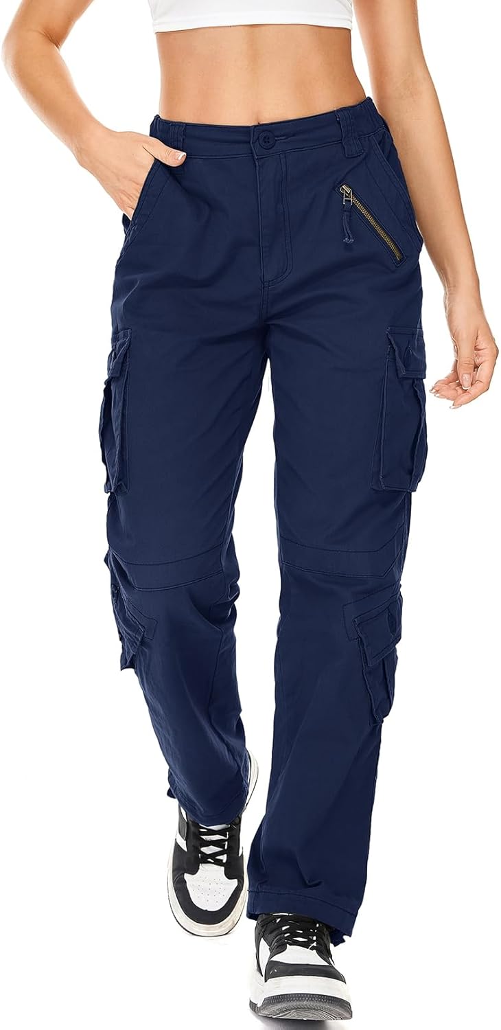 Womens Cargo Army Combat Work Pants with 8 Pockets for Comfort