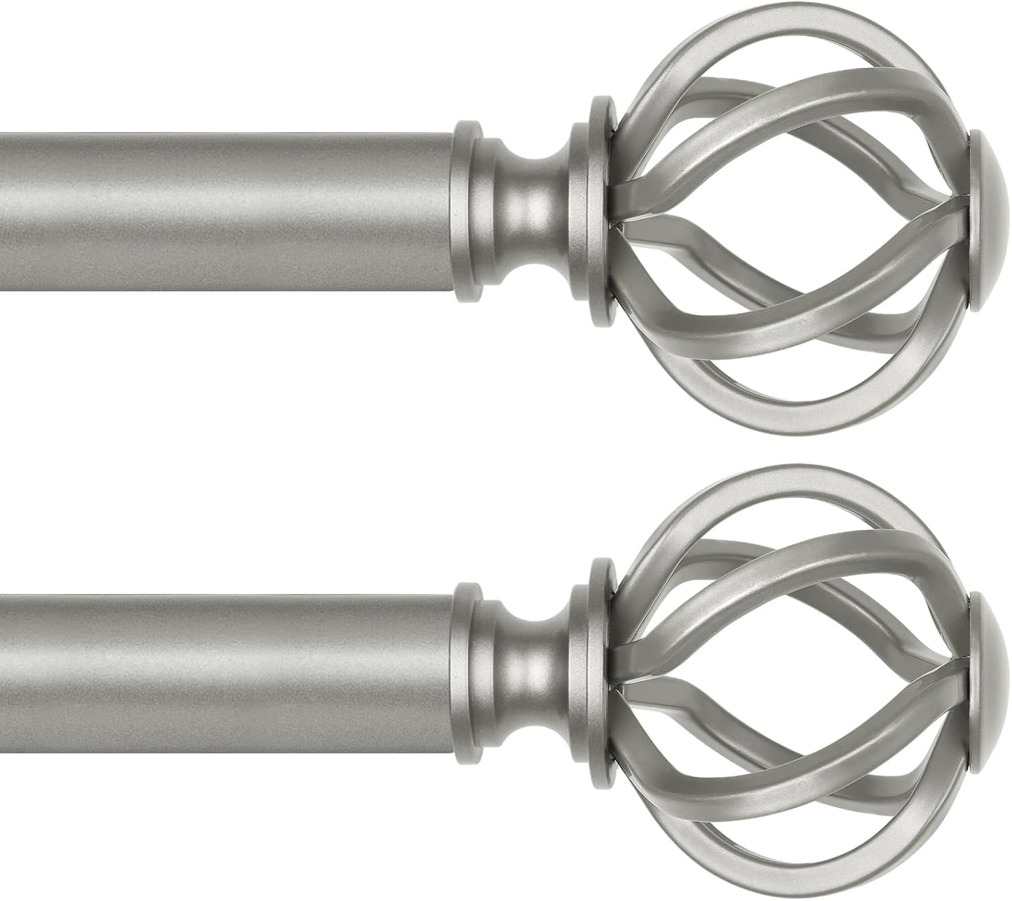 Telescoping Curtain Rods 32 to 58 Inches with Elegant Finials