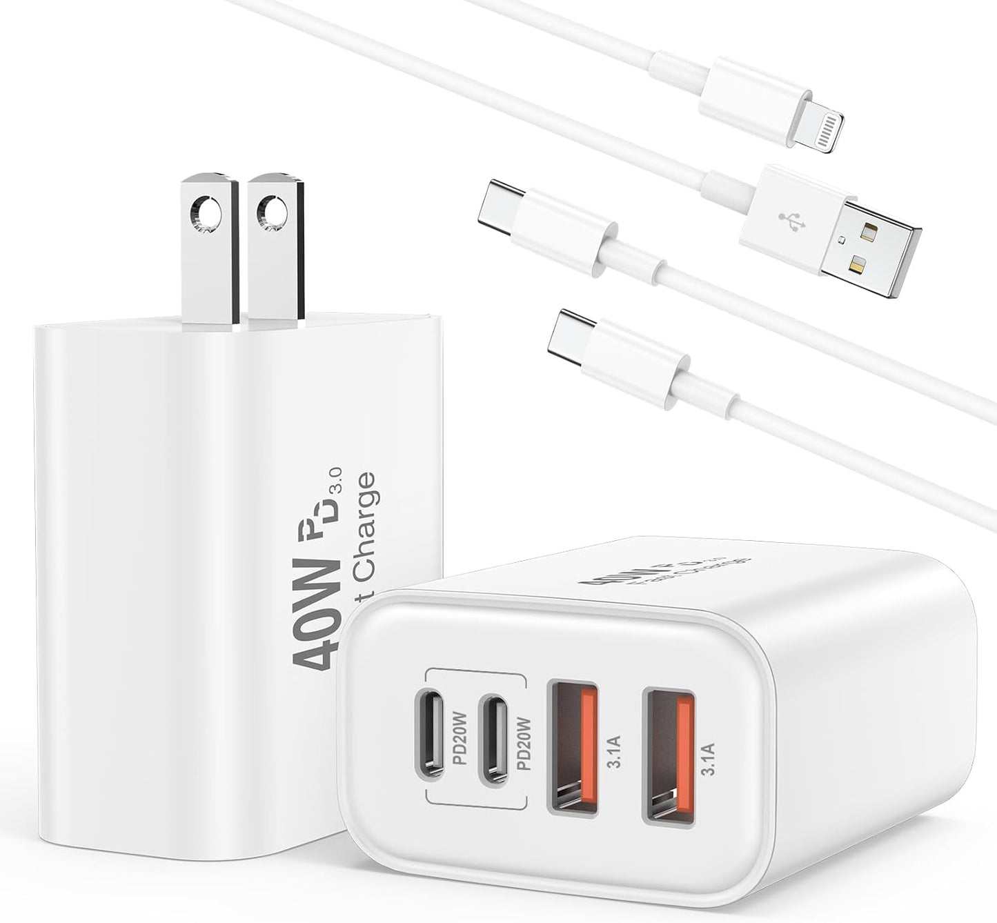 UCALMA 40W 4-Port USB C Fast Charger Set