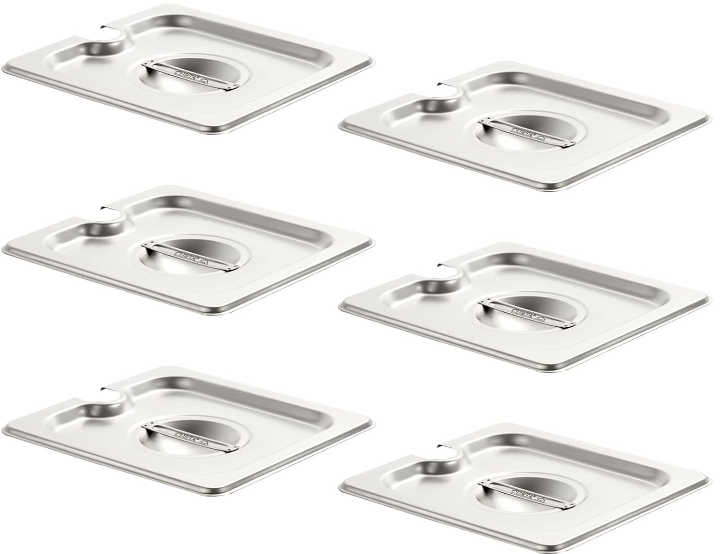 CURTA 6-Pack Slotted Steam Table Pan Lid with Handle for Catering