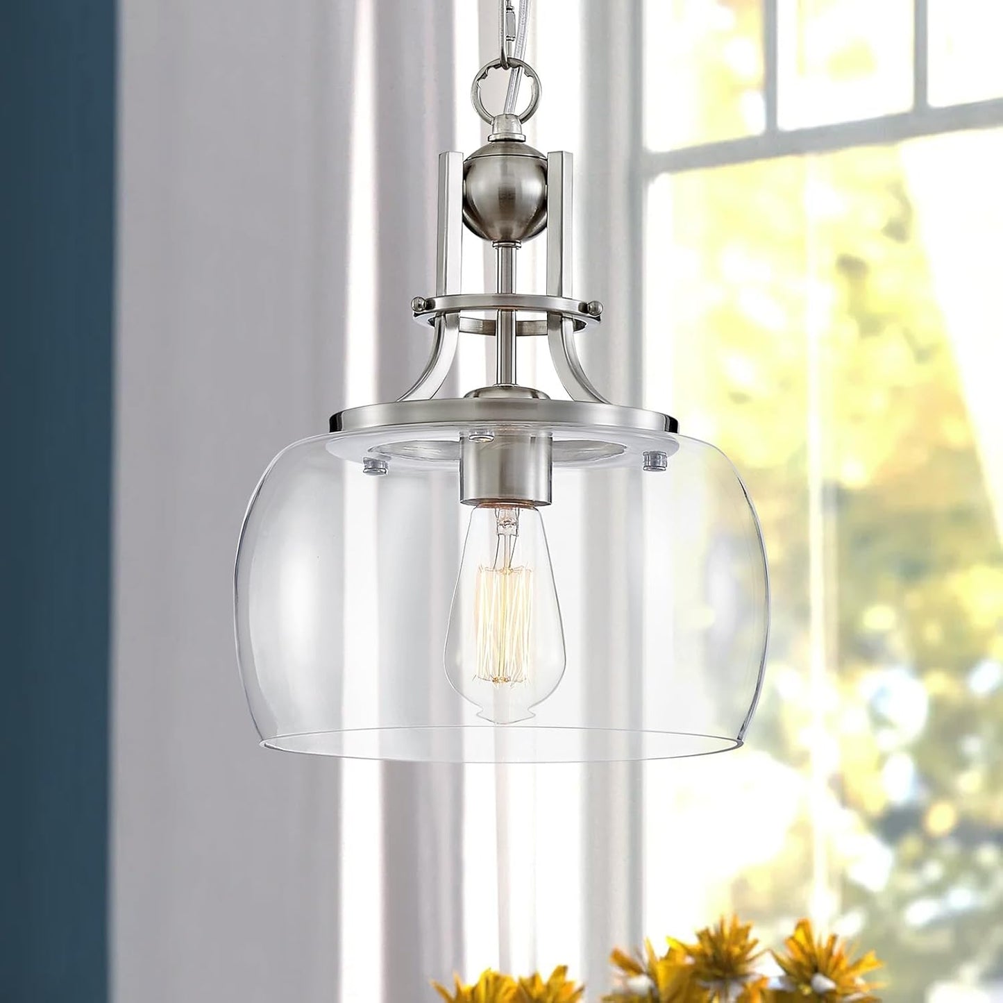Rustic Farmhouse Industrial Round Ceiling Pendant LED Light Fixture