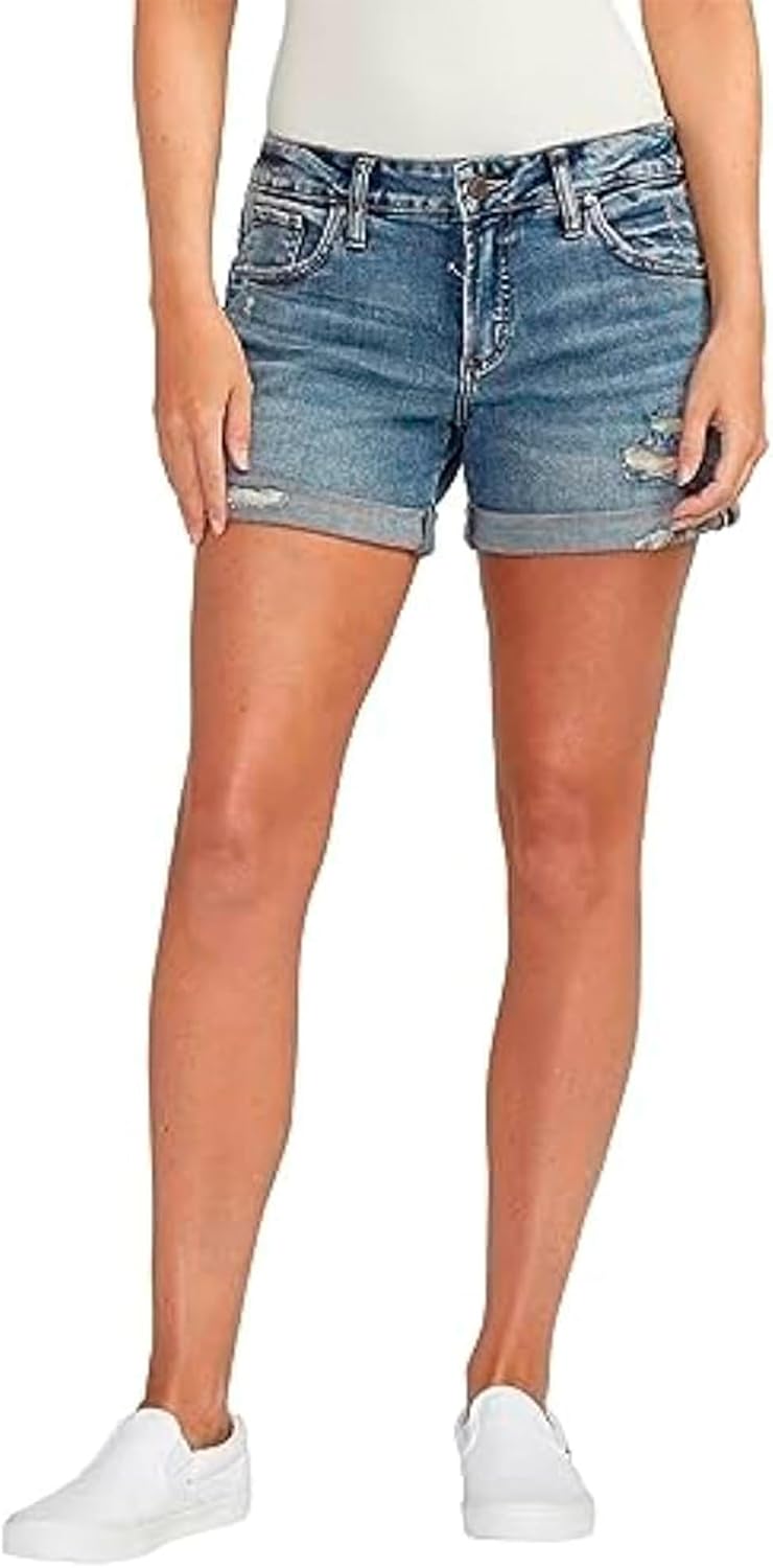 Silver Jeans Co. Women's Boyfriend Mid Rise Short for Style