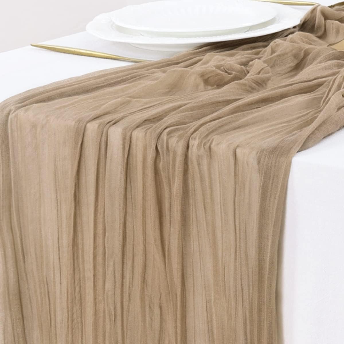 Socomi 10pcs Nude Brown Cheesecloth Table Runner for Events