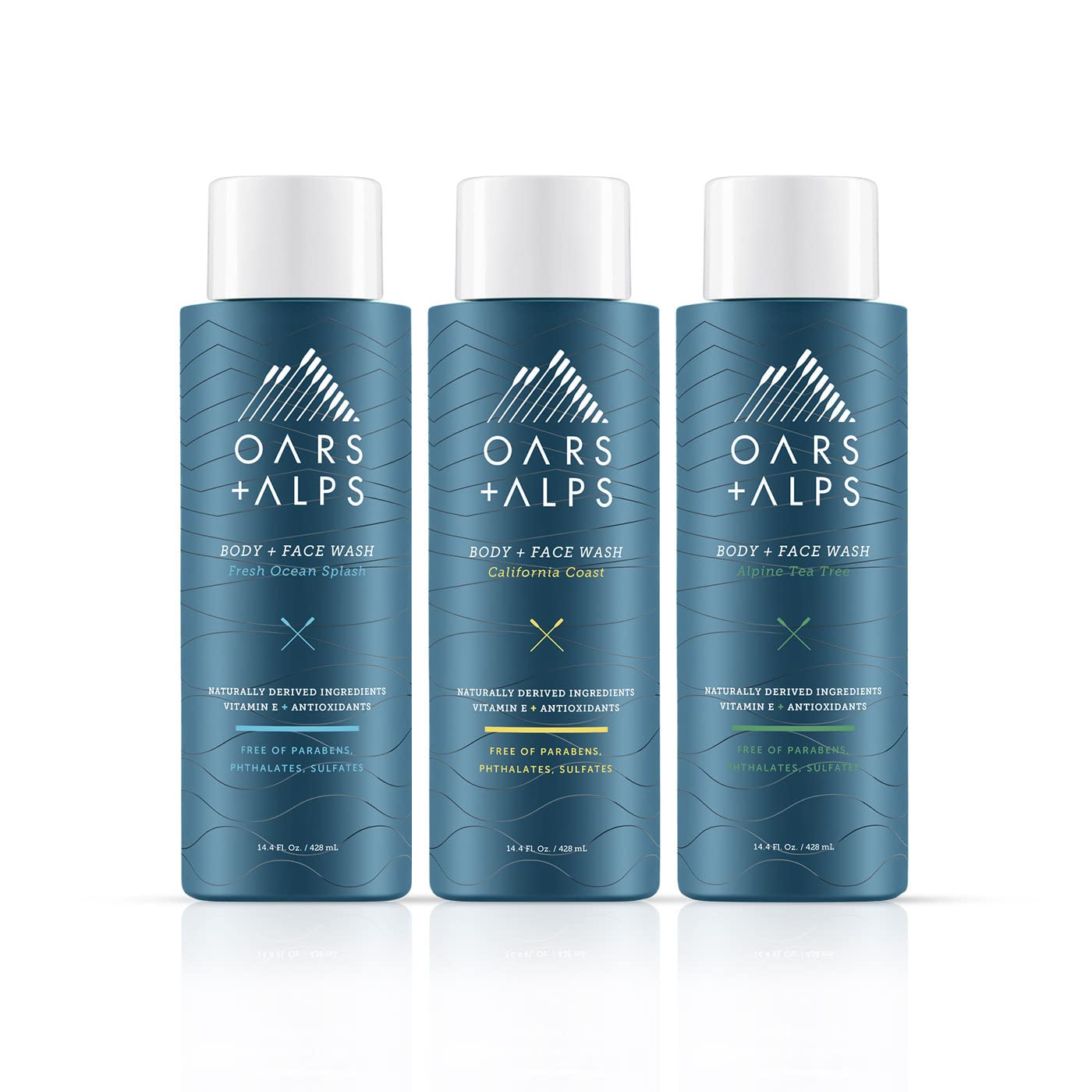 Oars + Alps Men's Moisturizing Body and Face Wash Variety Pack
