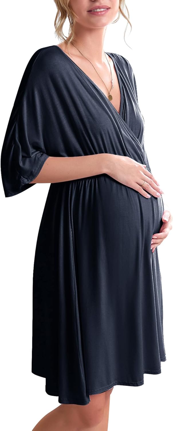 Ekouaer 3 in 1 Labor Delivery Hospital Gown for Nursing Moms