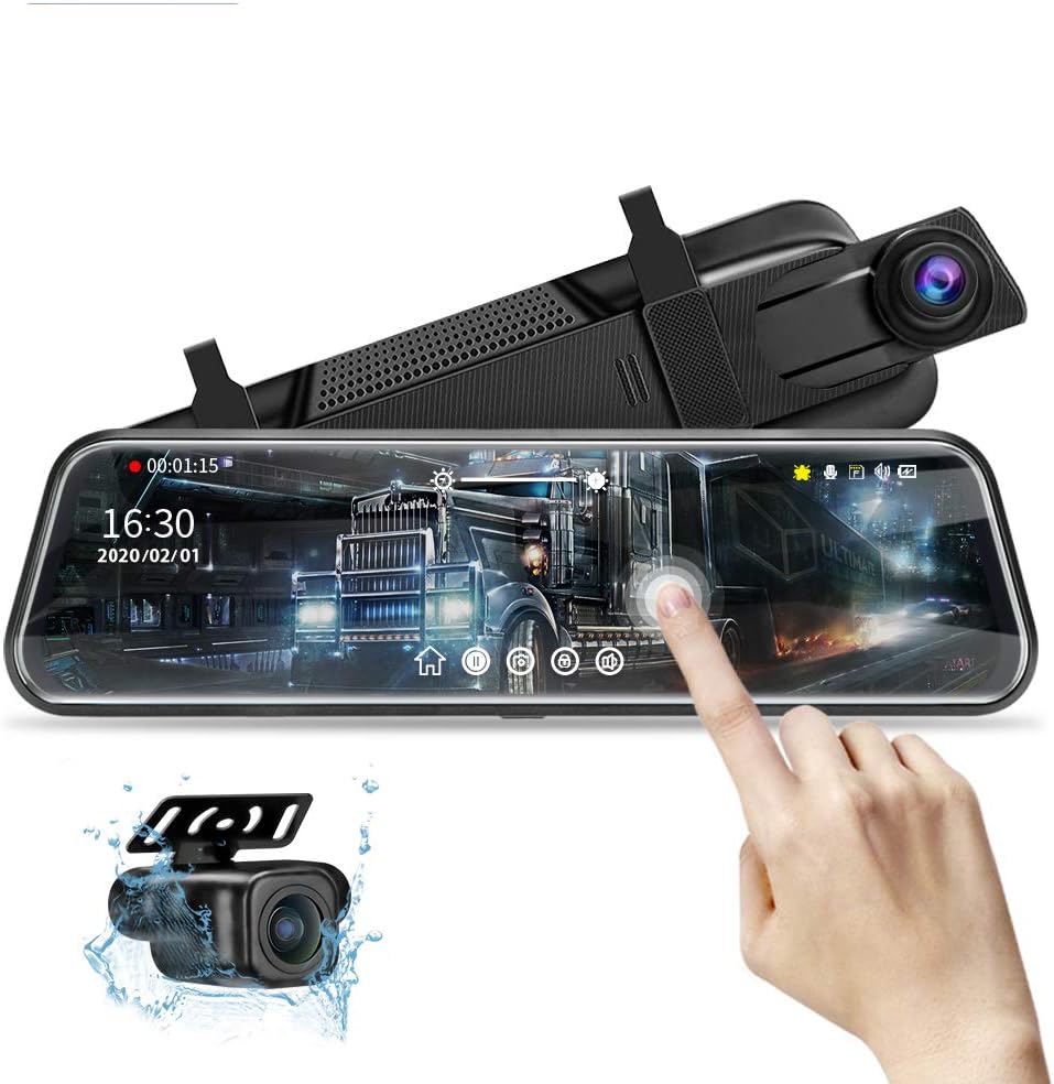 10ft' Mirror Dash Cam with Night Vision and 1080P FHD Quality