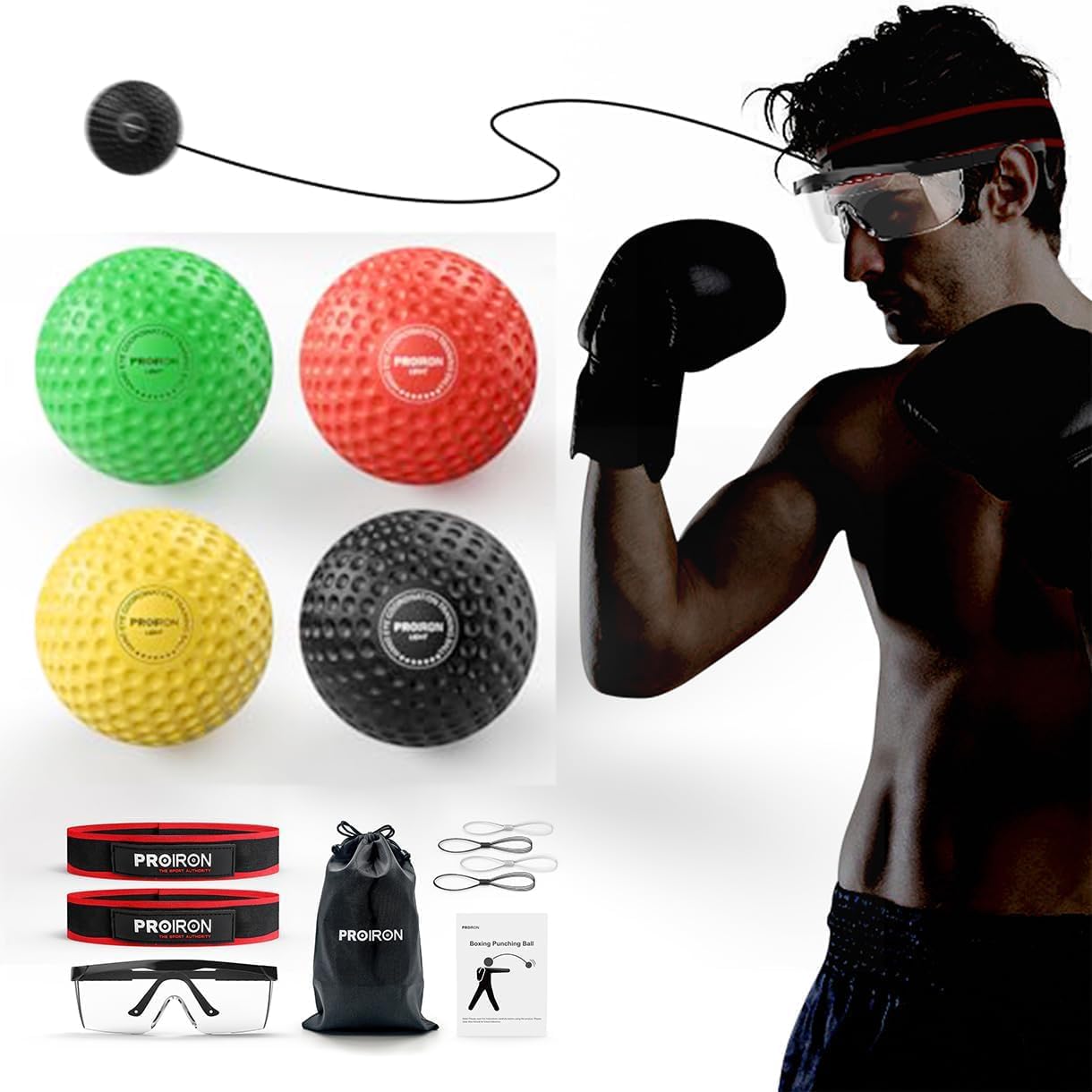 PROIRON Boxing Reflex Ball Set - Improve Punch Speed!