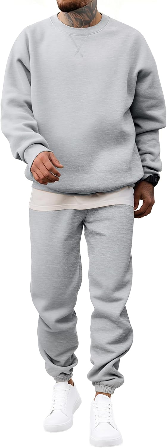 JMIERR Men's 2 Piece Outfits Crew Neck Sweatshirt Tracksuit Set
