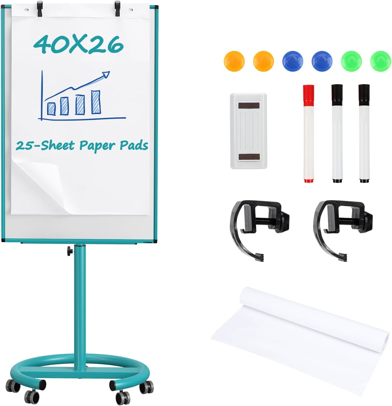 Mobile Whiteboard on Wheels - Adjustable Magnetic Dry Erase Board