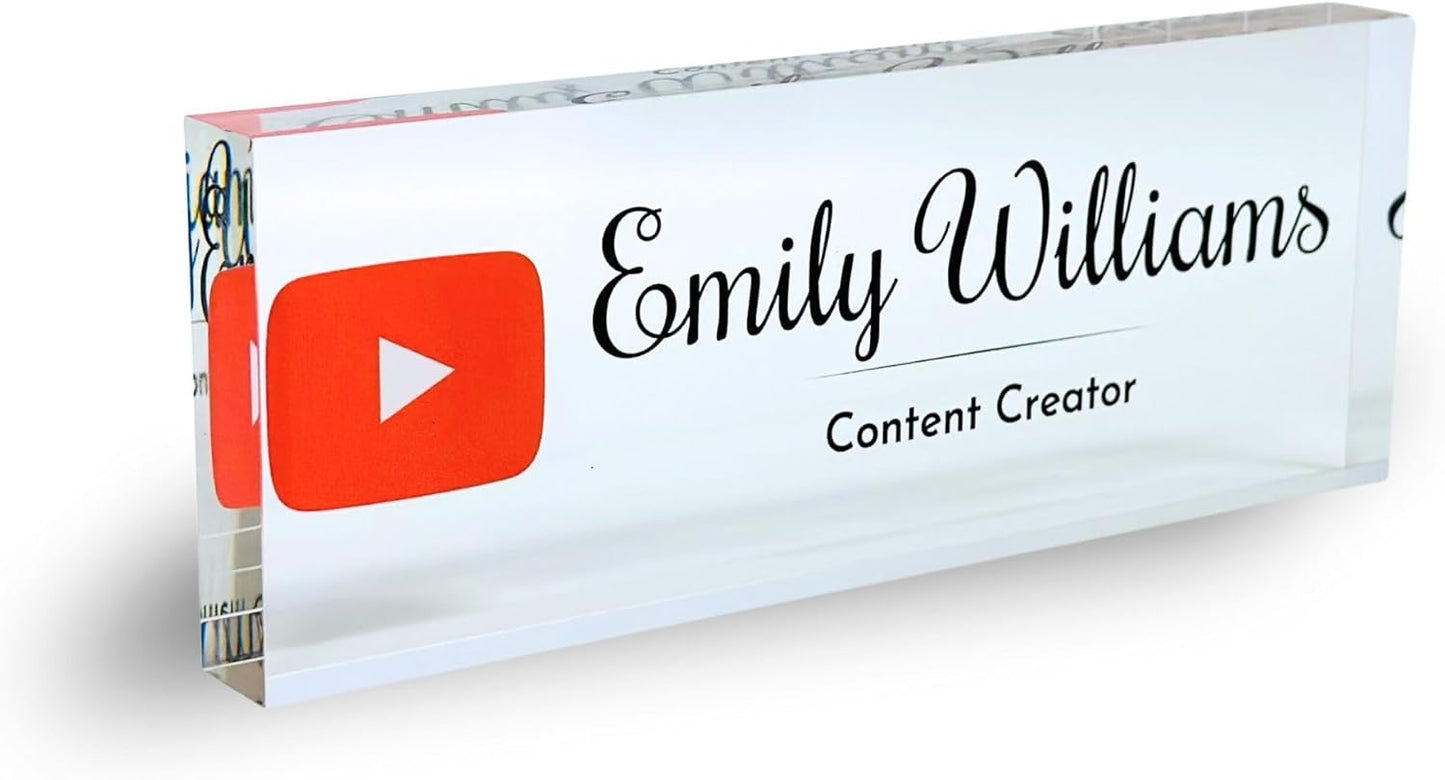 Customized Clear Acrylic Desk Name Plate Block for Professionals