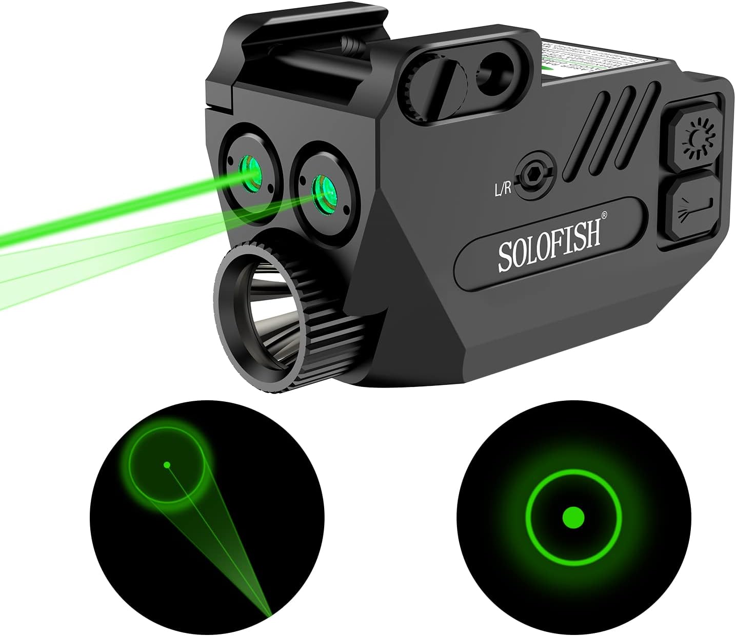 SOLOFISH 500lm Pistol Light with Green Beam Combo for Guns