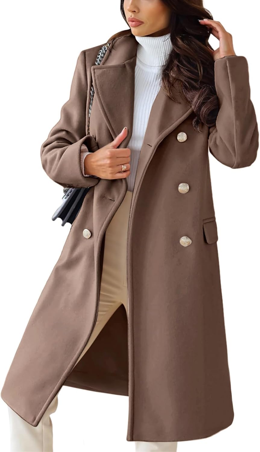 CHARTOU Women's Winter Jacket Long Wool Blend Trench Coat