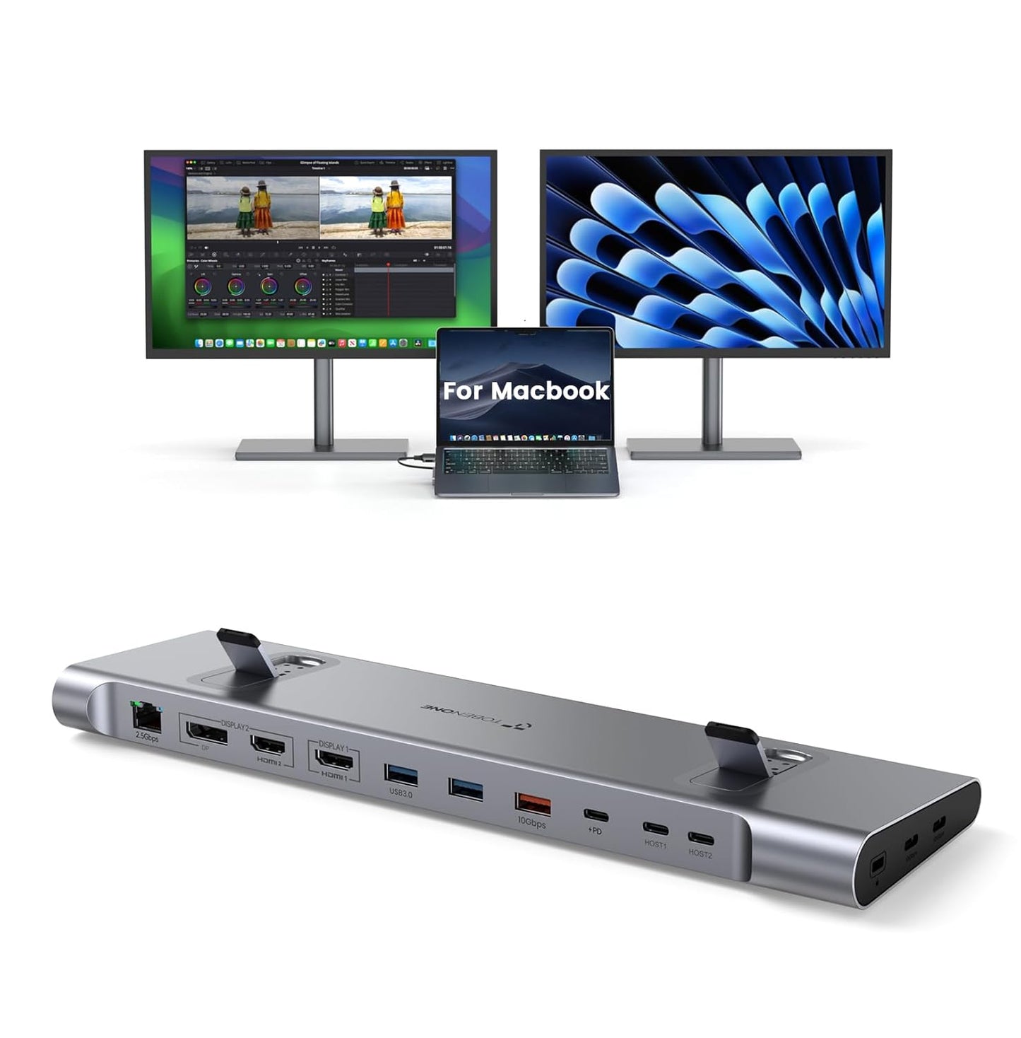 TobenONE MacBook Docking Station with Dual 4K@60Hz Support