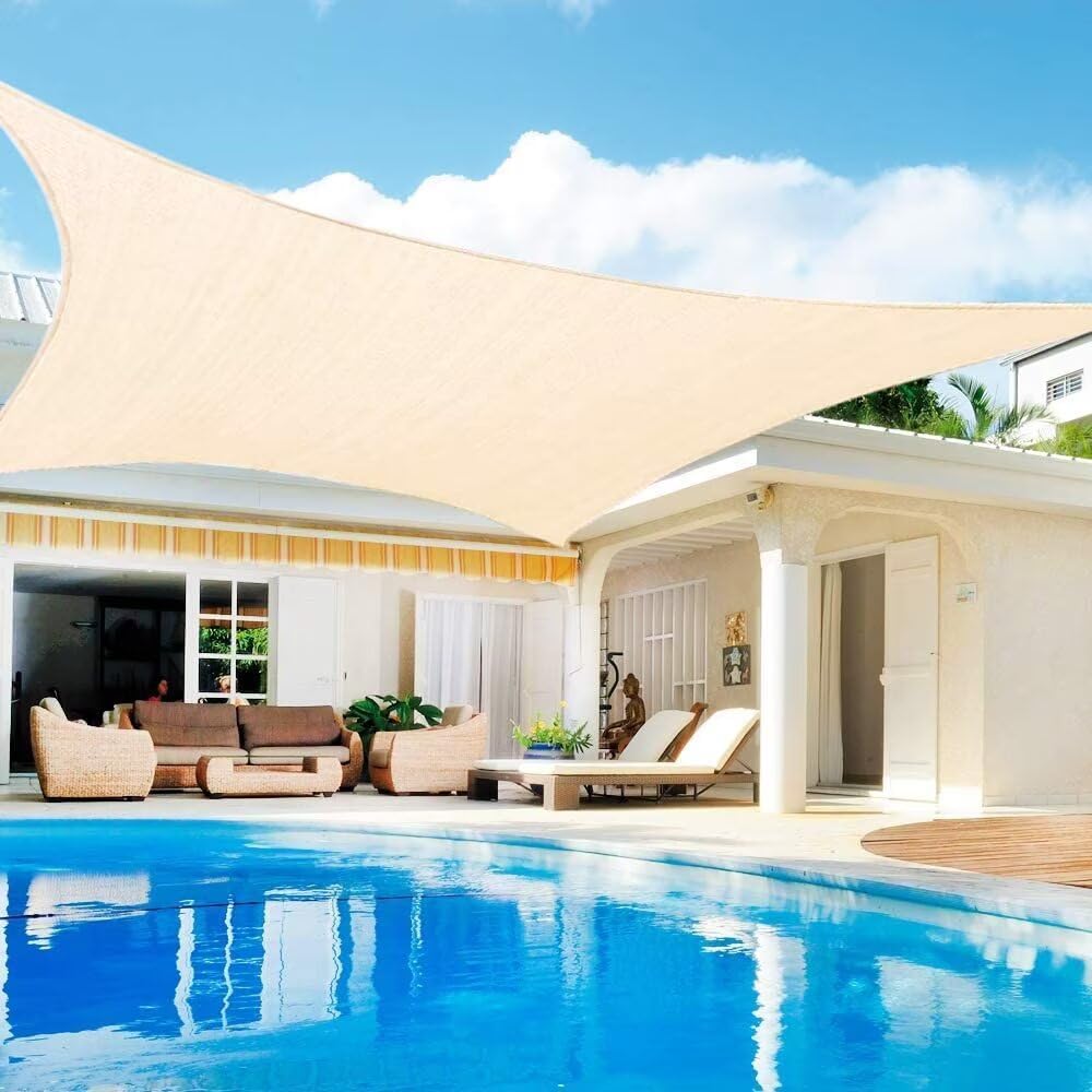 Sun Shade Sail 20ftx20ft Ivory Rectangle Canopy for Outdoor Use