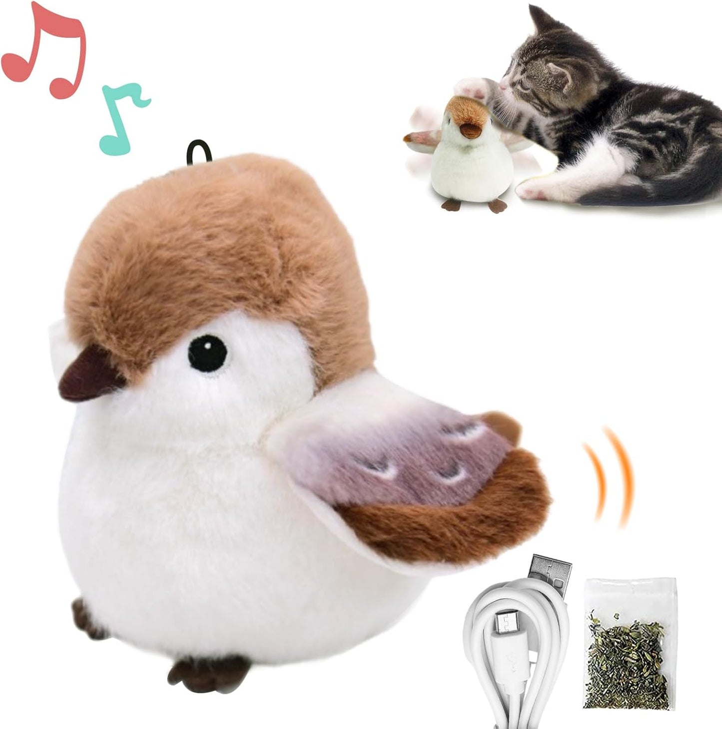 Interactive Flapping Sparrow Toy for Cats
