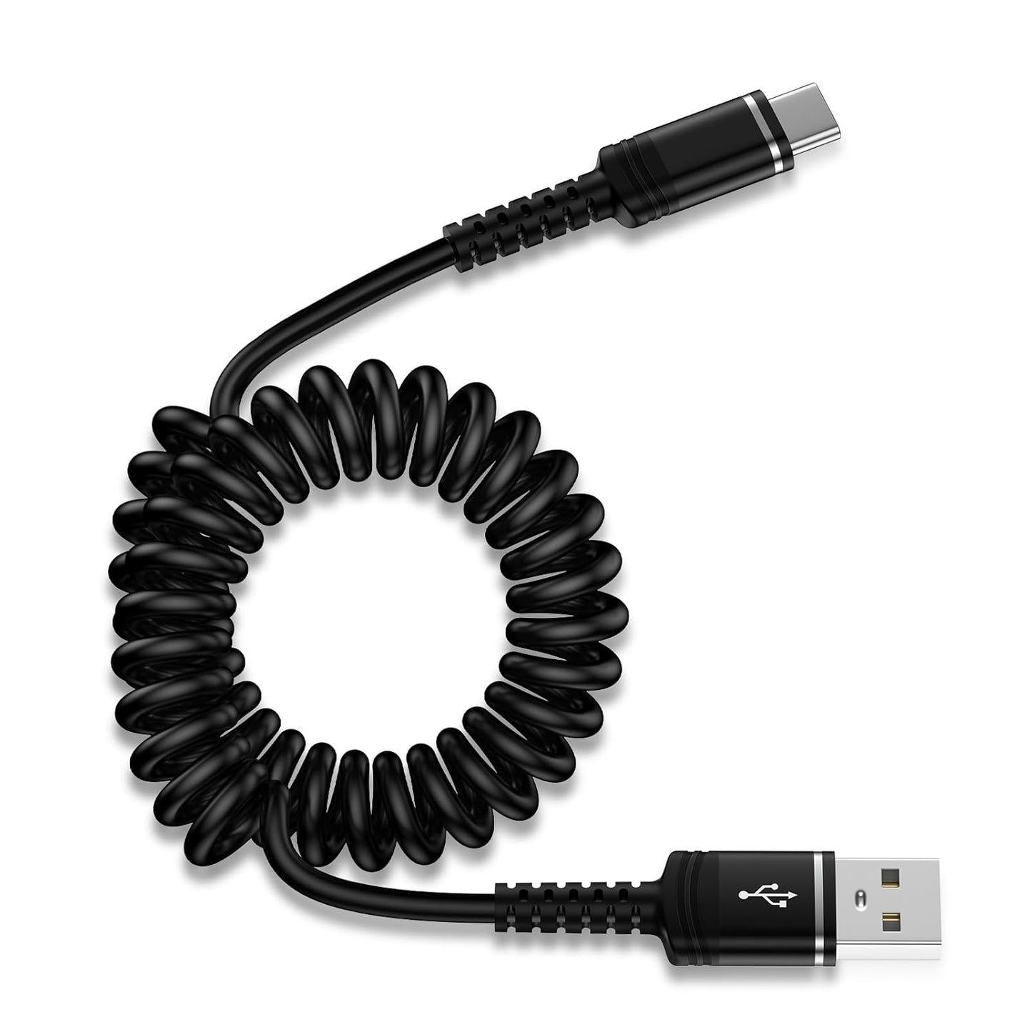 Fast Charging Coiled USB C Cable for iPhone & Android - ABCPOW