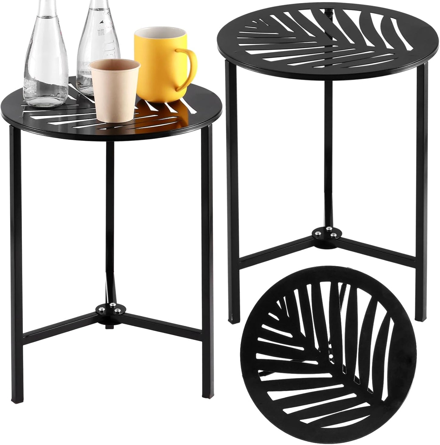 Stylish 13in Metal Outdoor Side Tables Set for Small Spaces