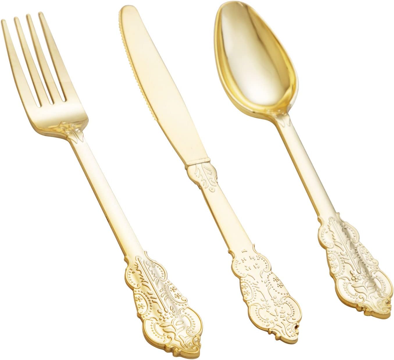 BUCLA 600 Pieces Gold Plastic Silverware for Every Occasion
