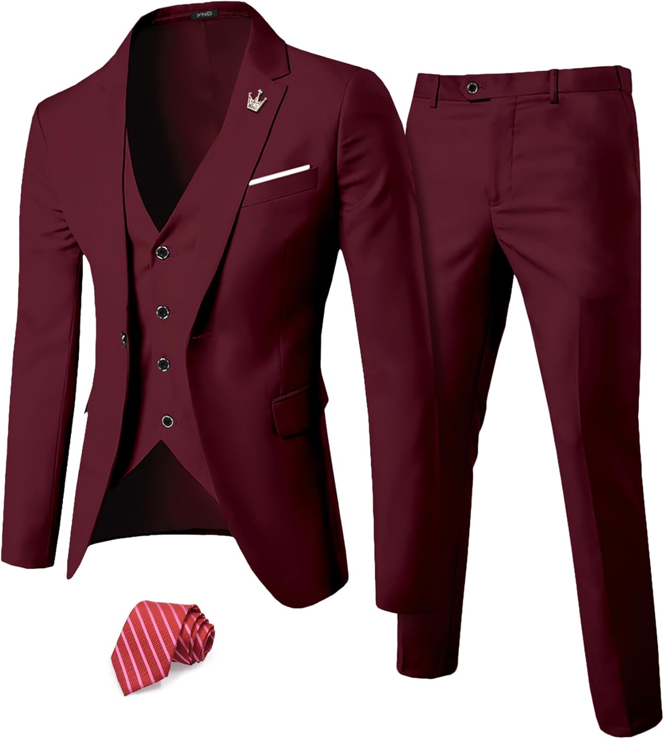 YND Men's Slim Fit 3 Piece Suit Set for Stylish Occasions