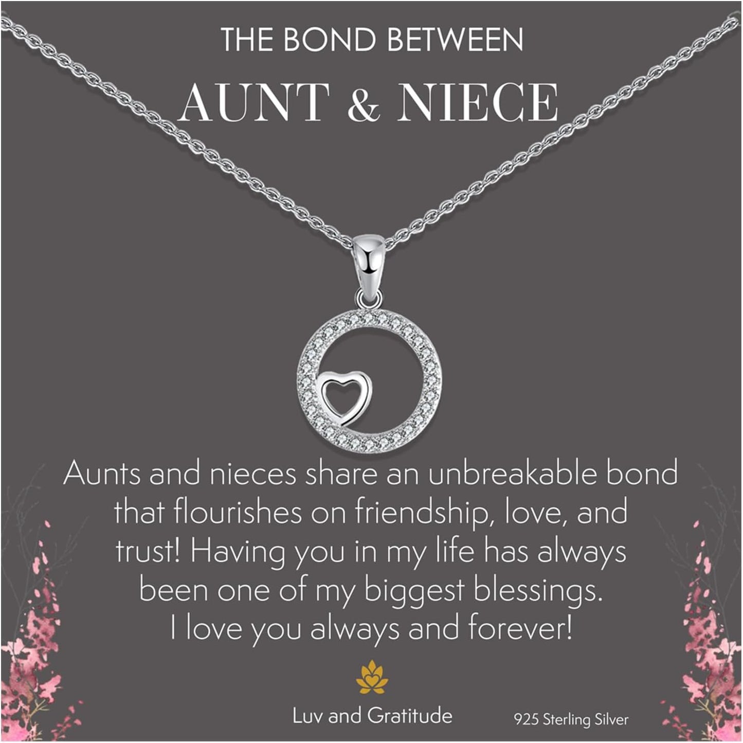 Luv and Gratitude Sterling Silver Necklace Gift for Mom