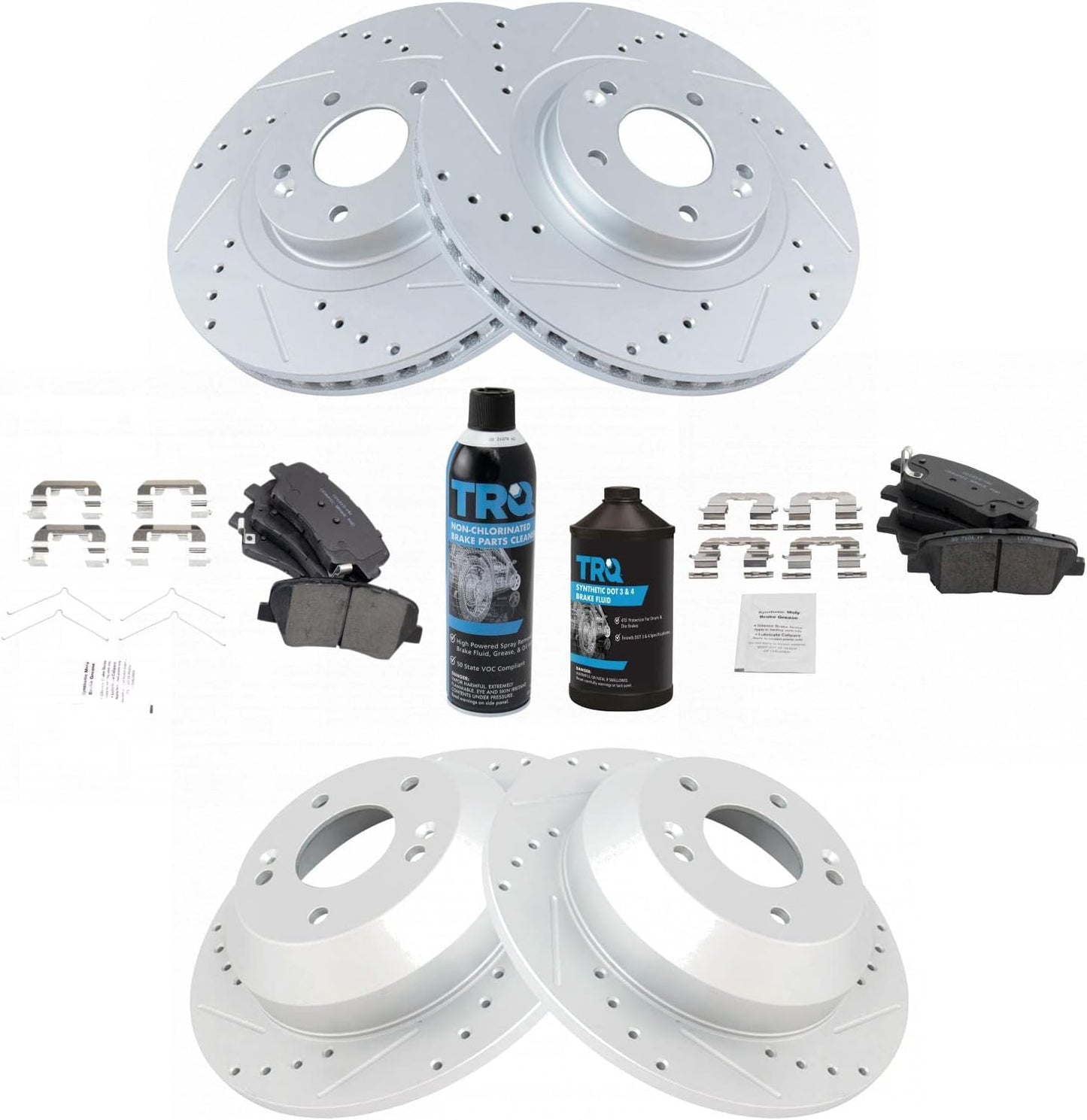 TRQ Performance Brake Pad & Rotor Kit for Hyundai & Kia Models