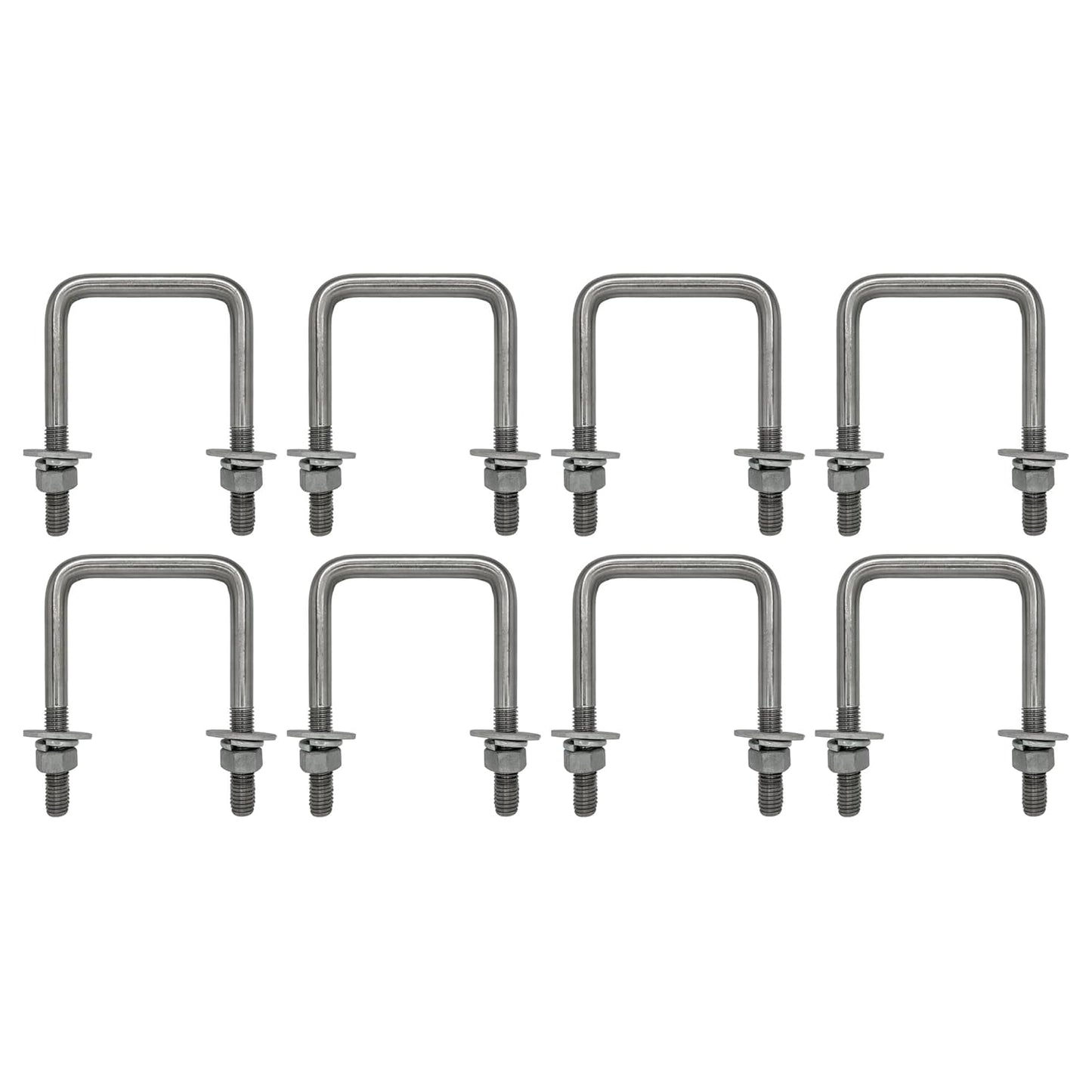 Durable Square U Bolt with Hardware for Boat Trailers, 8 Pack