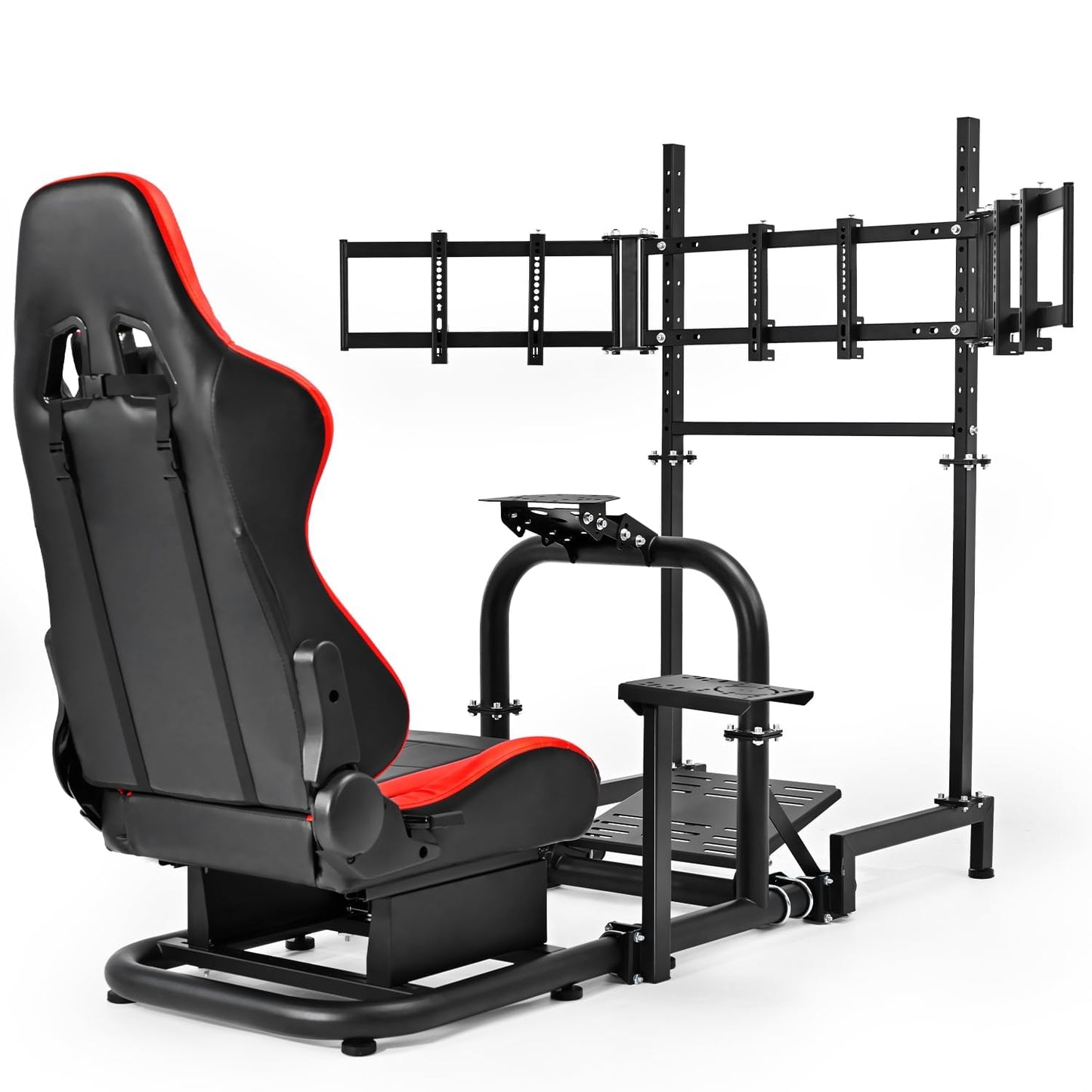 Dardoo Racing Simulator Cockpit with Triple Monitor Stand and Seat