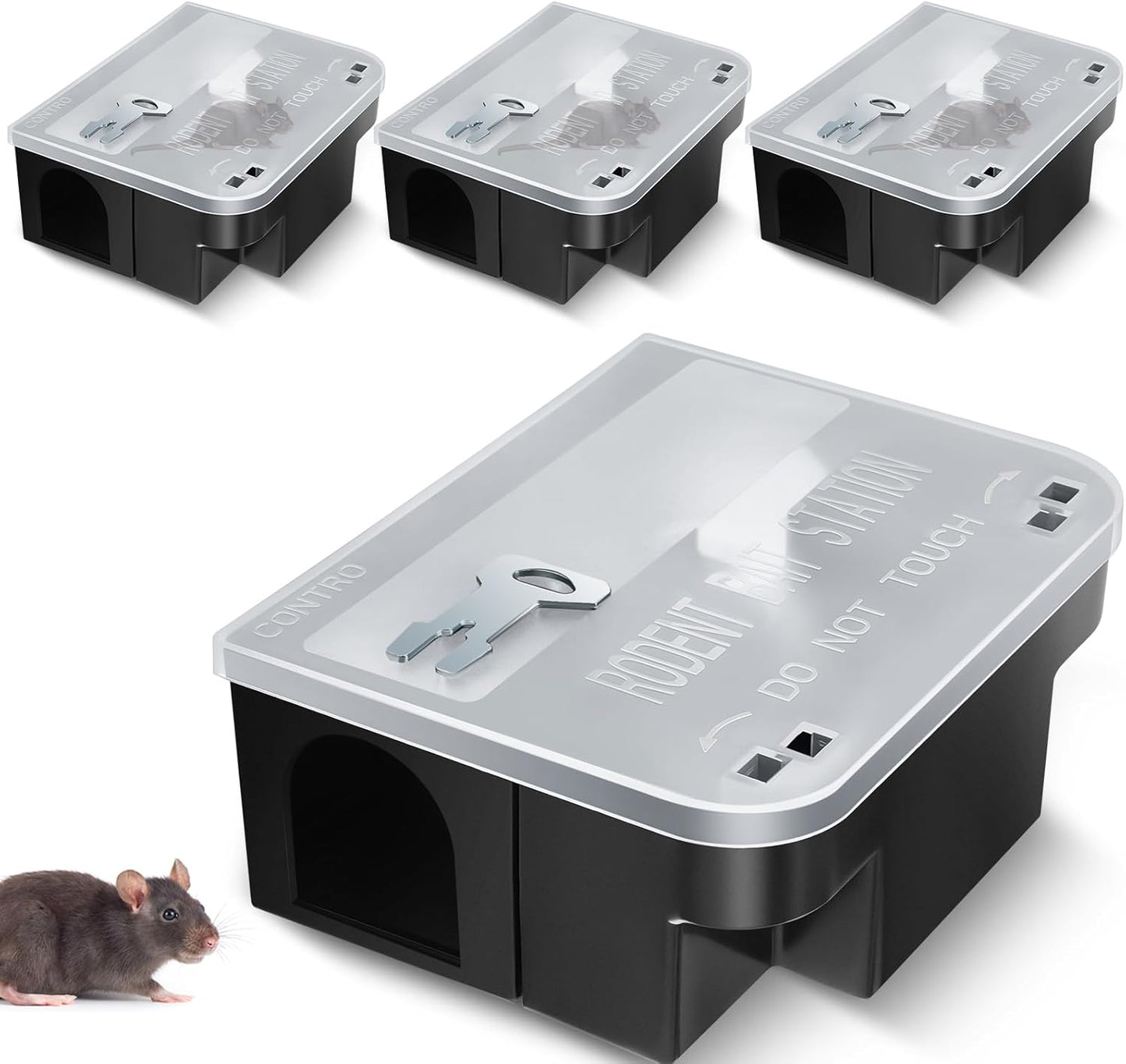 Qualirey Rat Bait Station Set of 4 for Safe Indoor Outdoor Use