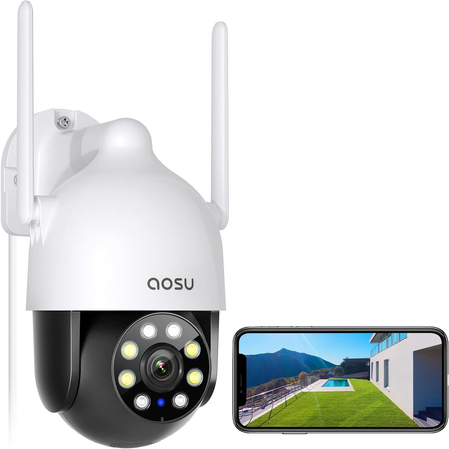 AOSU 2K Security Cameras Outdoor with 360 Pan-Tilt View