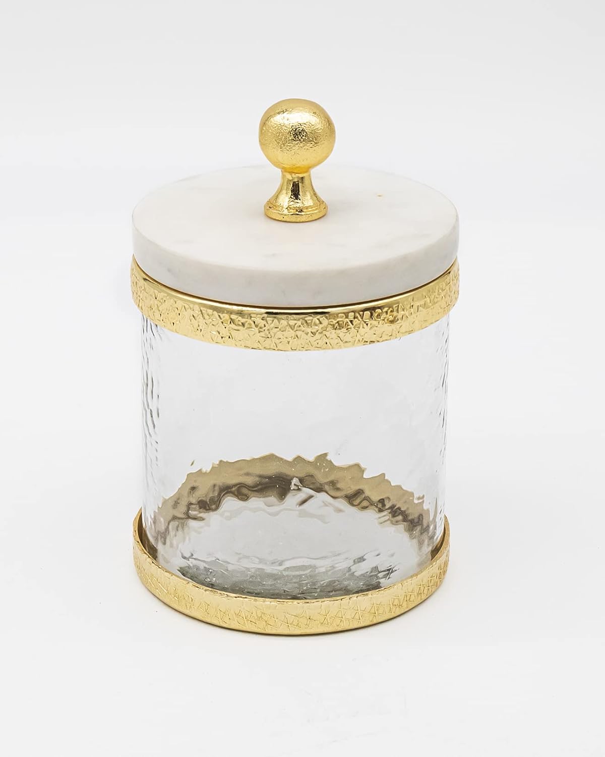 Godinger Glass Storage Canister with Marble and Gold Band