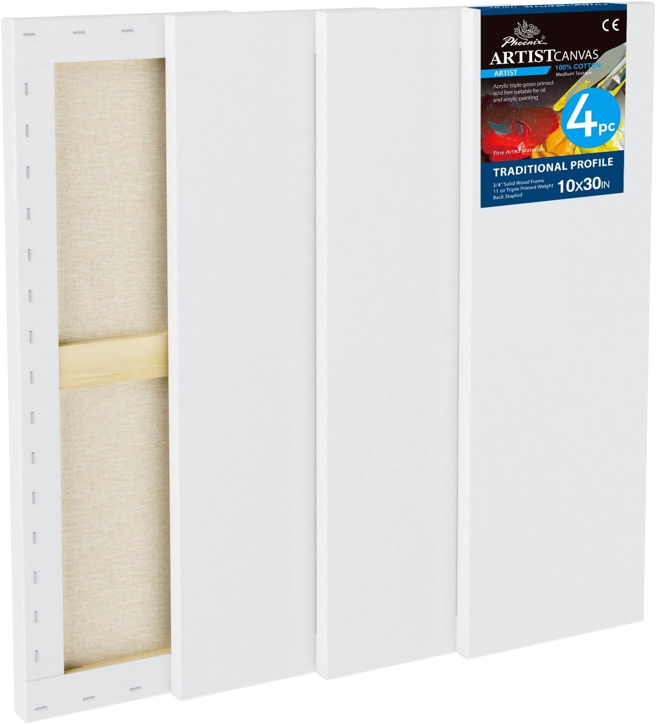 PHOENIX 10x30 Inch Artist Canvas Pack for Professional Painting