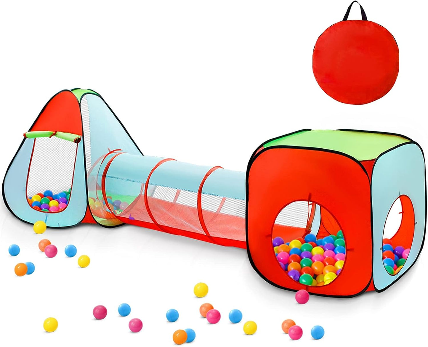 3pc Kids Play Tent Set: Ball Pit, Crawl Tunnel, Castle - Indoor/Outdoor Fun!