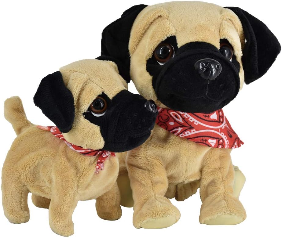 Interactive Pug Plush Duo - Touch & Sound Fun!