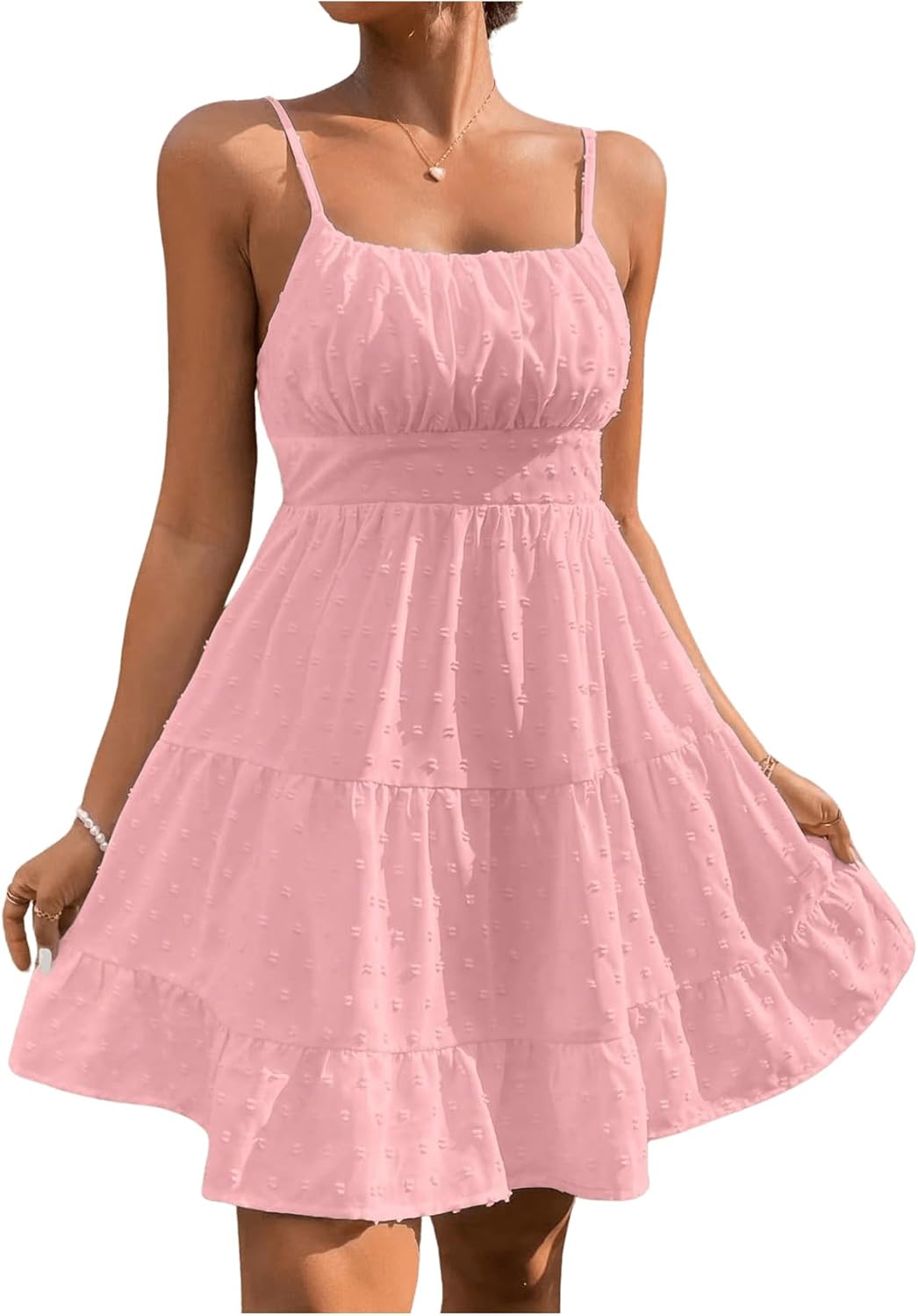 Floerns Women's Swiss Dots Cami Short Dress for Summer Fun