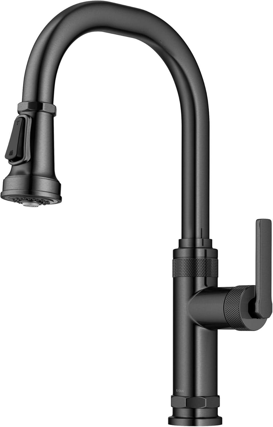 KRAUS Allyn Industrial Pull-Down Kitchen Faucet in Black Steel
