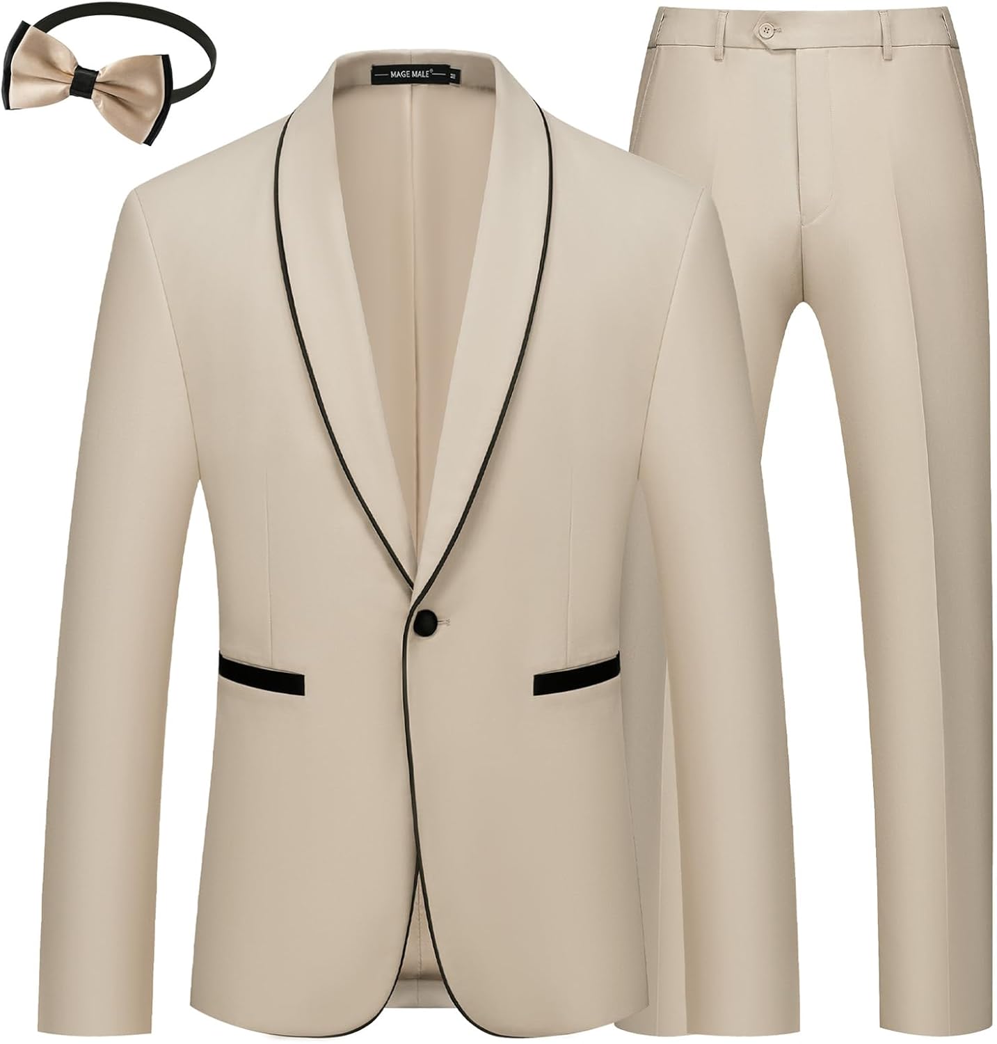 MAGE MALE Mens Tuxedo Shawl Lapel Slim Fit Suit Set for Weddings