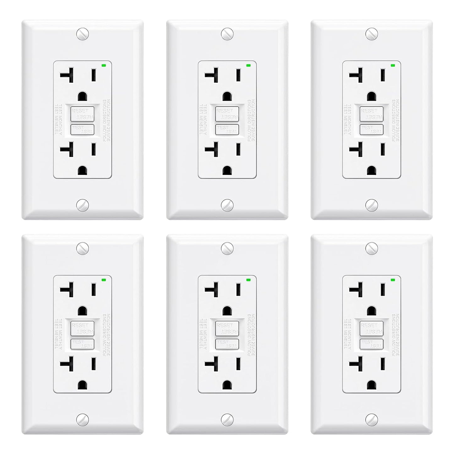 ELEGRP GFCI Outlet 20 Amp with Self-Test and LED Indicator