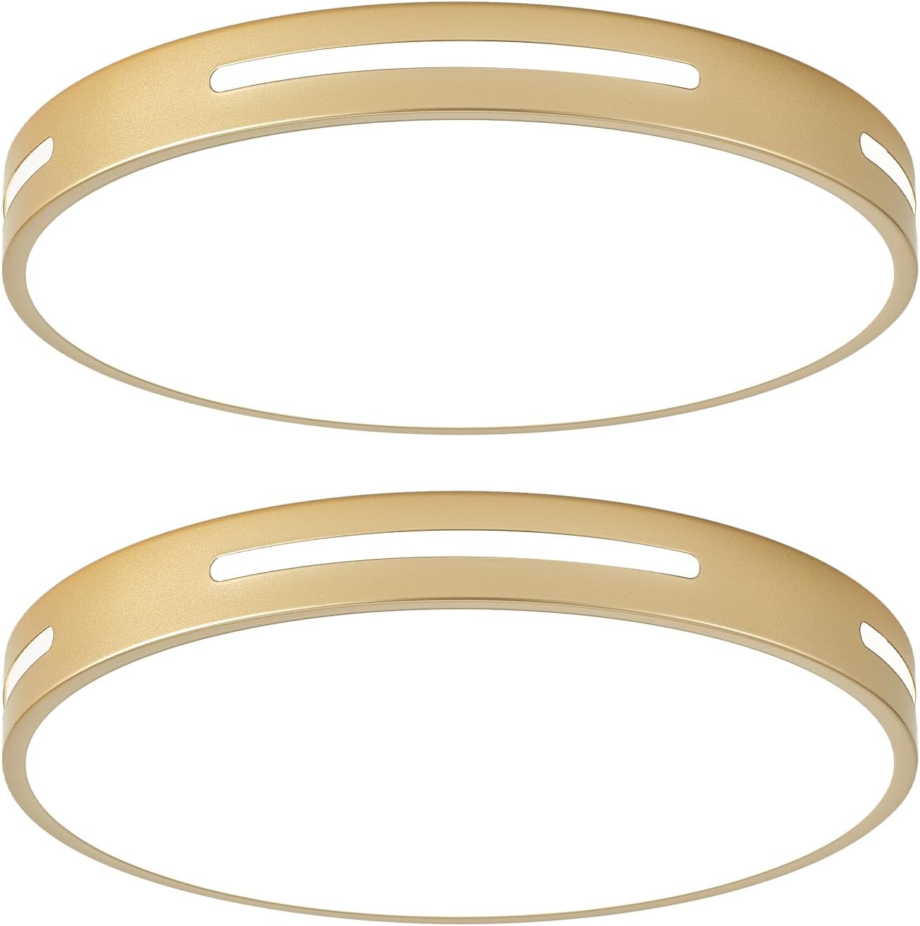 Gold LED Flush Mount Light Fixture - Modern Dimmable Ceiling Light