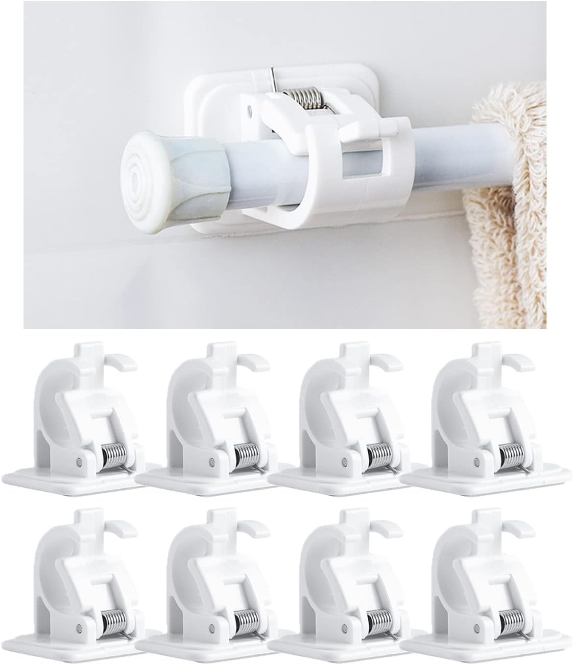 Adhesive Curtain Rod Holder Set - Easy Install, No Drill
