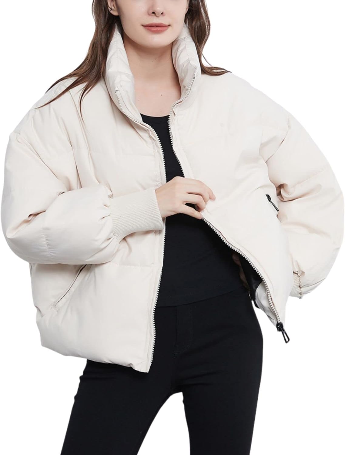Gihuo Womens Winter Cropped Puffer Jacket for Cozy Style